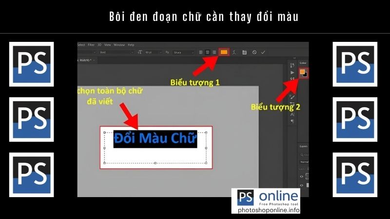 Bôi đen đoạn chữ cần thay đổi màu