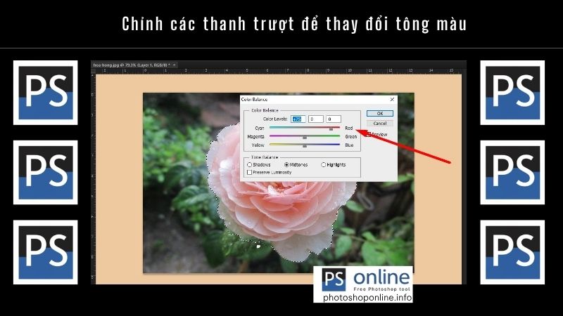 Chỉnh các thanh trượt để thay đổi tông màu