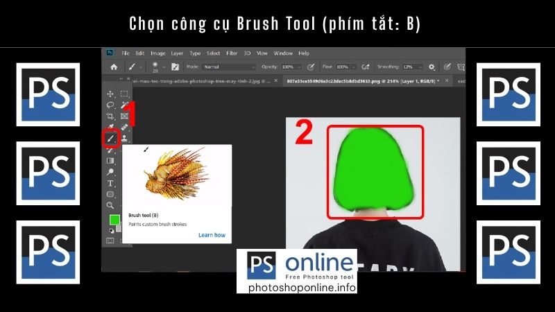 Chọn công cụ Brush Tool (phím tắt_ B)