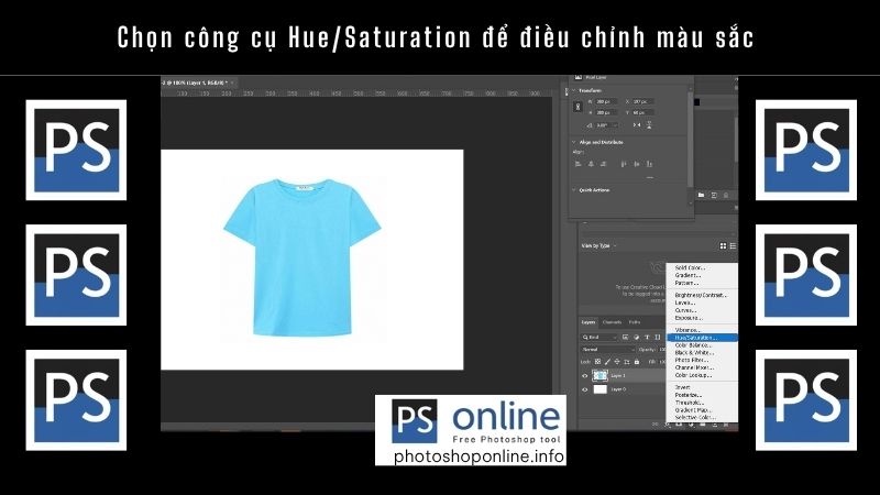 Chọn công cụ Hue_Saturation để điều chỉnh màu sắc