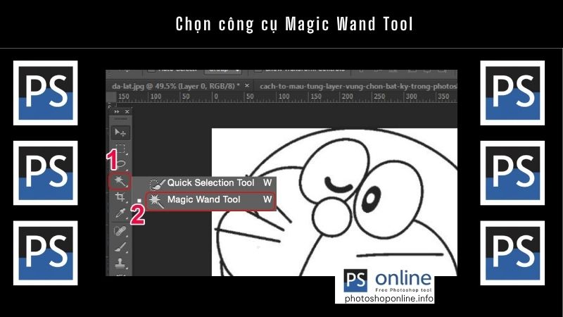 Hướng dẫn chi tiết cách tô màu và đổ màu trong Photoshop đơn giản, dễ thực hiện 7 Chọn công cụ Magic Wand Tool