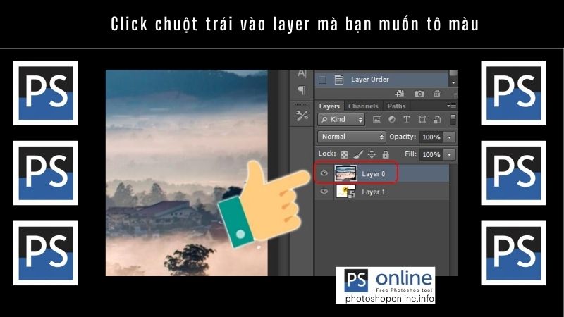 Hướng dẫn chi tiết cách tô màu và đổ màu trong Photoshop đơn giản, dễ thực hiện 4 Click chuột trái vào layer mà bạn muốn tô màu