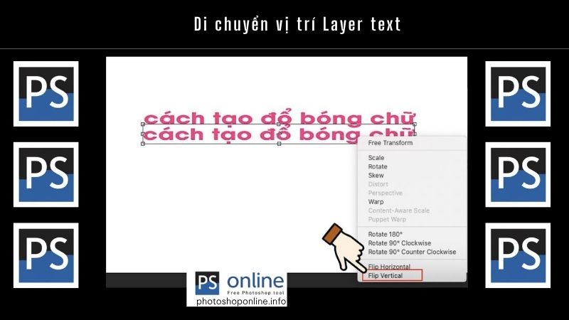 Di chuyển vị trí Layer text