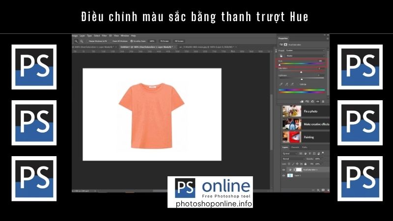 Điều chỉnh màu sắc bằng thanh trượt Hue