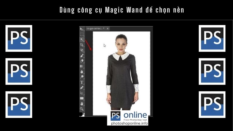Hướng Dẫn Xóa Nền Ảnh Bằng Photoshop Online Nhanh Chóng, Dễ Dàng 3 Dùng công cụ Magic Wand để chọn nền