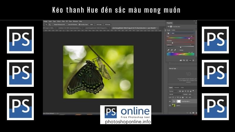 Kéo thanh Hue đến sắc màu mong muốn
