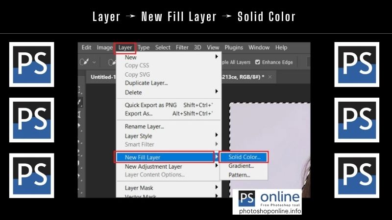 Cách đổi màu nền trong Photoshop mà ai cũng làm được chỉ sau 5 phút 11 Layer → New Fill Layer → Solid Color