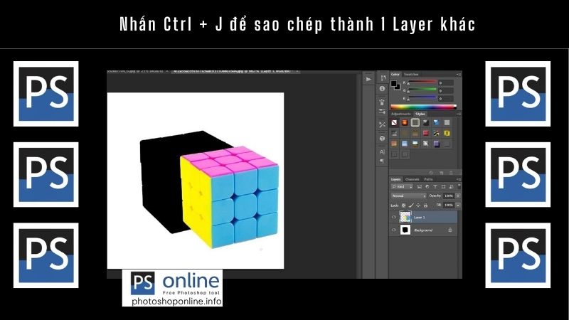 Nhấn Ctrl + J để sao chép thành 1 Layer khác