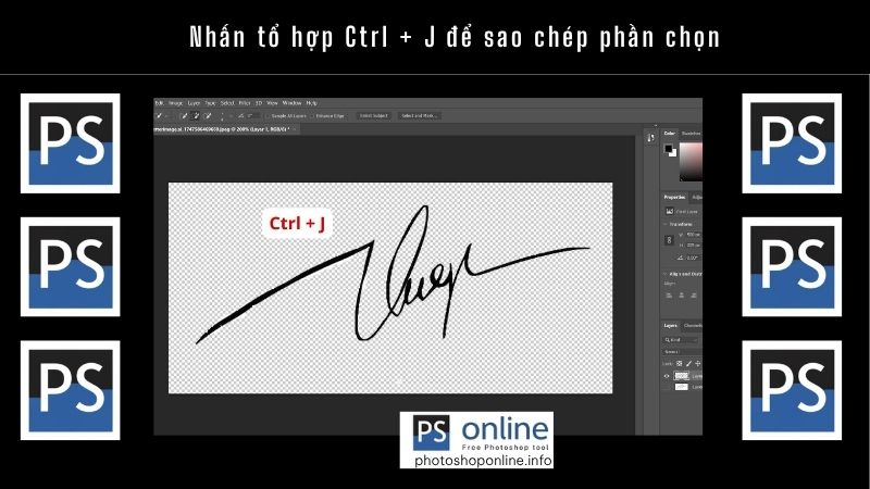 Nhấn tổ hợp Ctrl + J để sao chép phần chọn