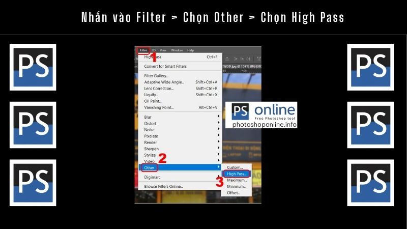 Nhấn vào Filter _ Chọn Other _ Chọn High Pass