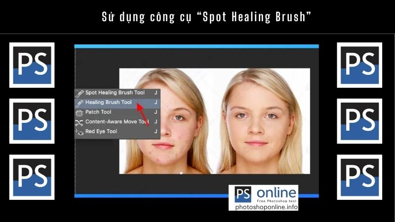 Hướng Dẫn Chi Tiết Cách Xóa Watermark Trong Photoshop Đơn Giản Mà Hiệu Quả 3 Sử dụng công cụ “Spot Healing Brush”