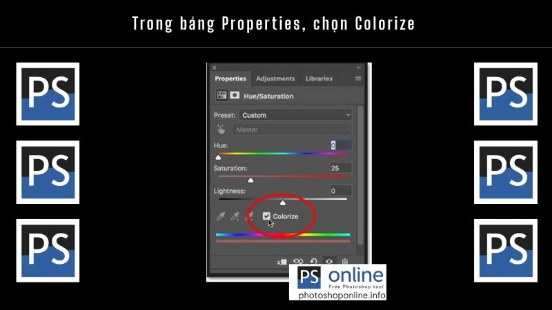 Đổi màu mắt trong Photoshop đơn giản, dễ thực hiện - 3 phút cho người mới bắt đầu 5 Trong bảng Properties, chọn Colorize