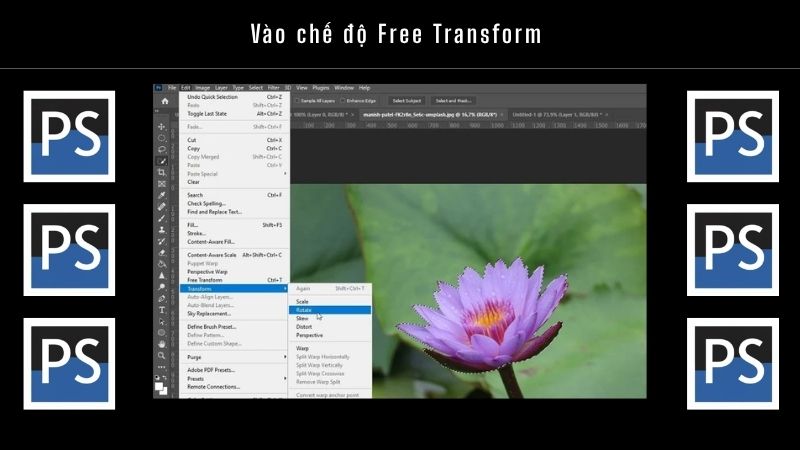 Cách xoay vật thể trong Photoshop đơn giản cho người mới bắt đầu 7 Vào chế độ tùy chọn xoay